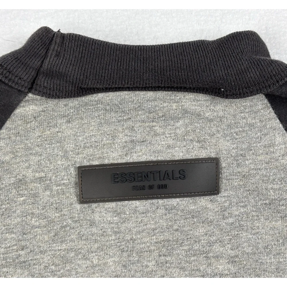 Fear‎ of God Essentials Kids Raglan T Shirt Youth 6/7 Grey Black Logo Tee